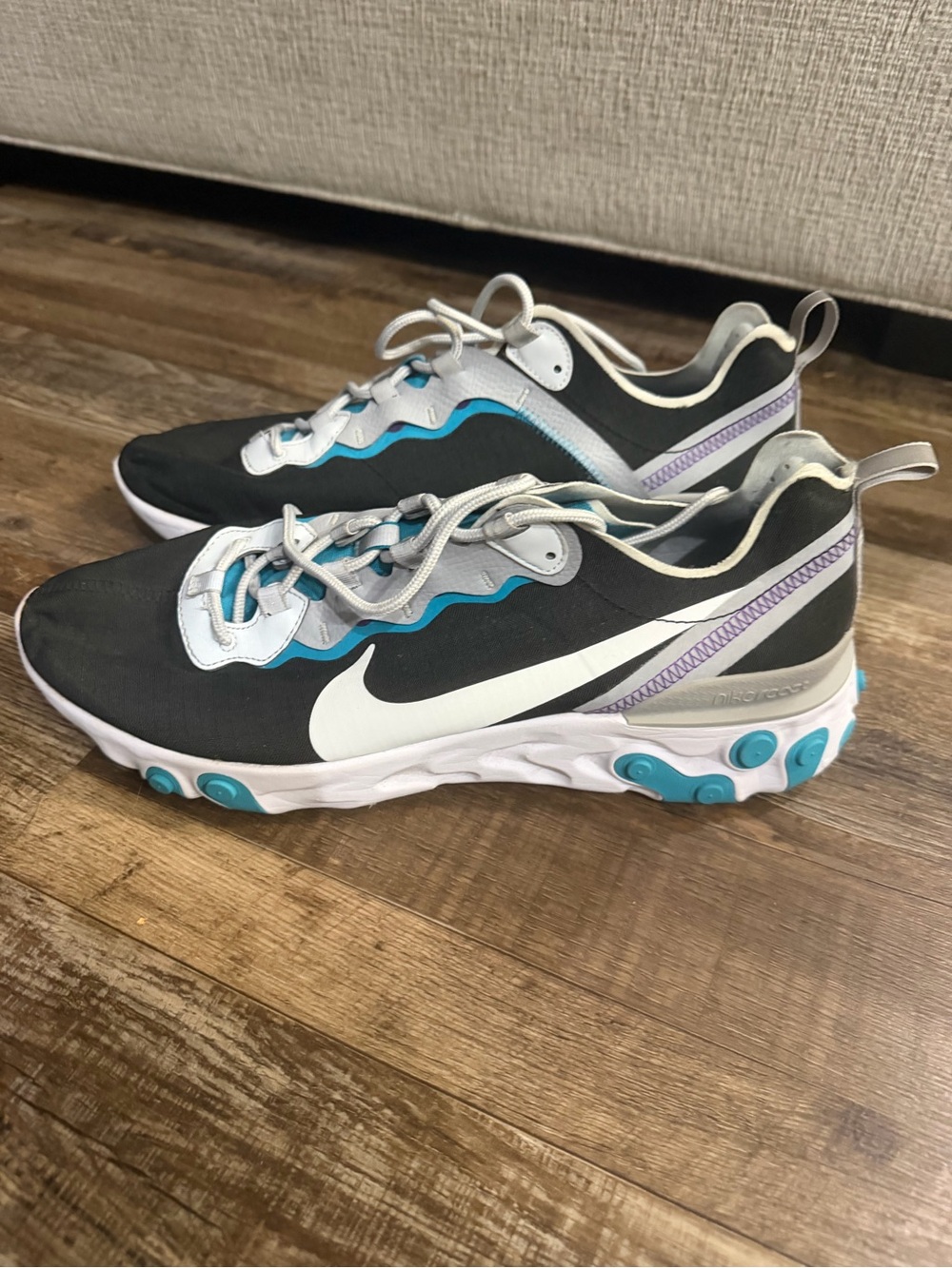 Nike Men’s Black, White & Teal React-Style Sneakers